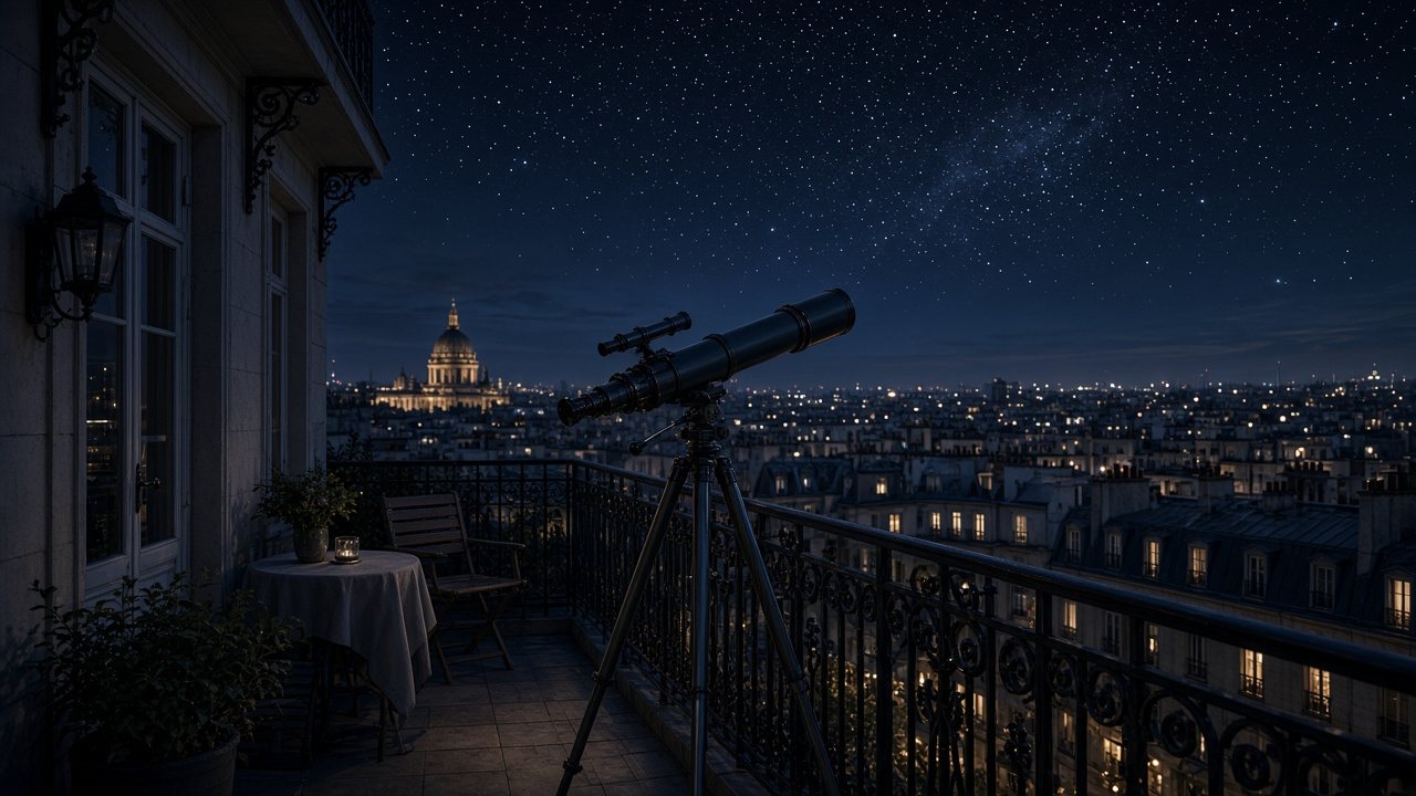Télescope sous un ciel étoilé